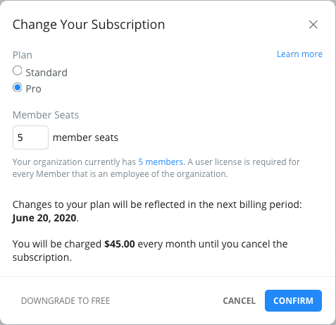 Change subscription