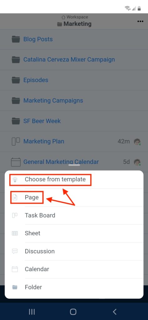 Create Page Mobile